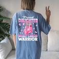 Proud Daughter Of A Breast Cancer Warrior Boxing Gloves Women's Oversized Comfort T-shirt Back Print Blue Jean