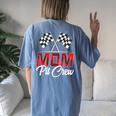 Race Car Birthday Party Racing Family Mom Pit Crew Women's Oversized Comfort T-shirt Back Print Blue Jean