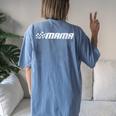 Racing Birthday Party Matching Family Race Car Pit Crew Mama Women's Oversized Comfort T-shirt Back Print Blue Jean