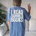 I Read Banned Books Protest Women's Oversized Comfort T-Shirt Back Print Blue Jean