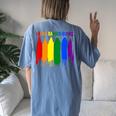 I Read Banned Books Week Rainbow Lgbt Book Lover Teacher Women's Oversized Comfort T-Shirt Back Print Blue Jean