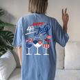 Red White Blue Wine Glass Usa Flag Happy 4Th Of July Women's Oversized Comfort T-Shirt Back Print Blue Jean
