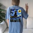 Scary Night Black Cat Halloween Pumpkin Boys Girls Women's Oversized Comfort T-shirt Back Print Blue Jean