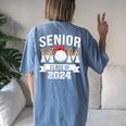 Senior Mom 2024 Volleyball Class Of 2024 Leopard Graduation Women's Oversized Comfort T-shirt Back Print Blue Jean