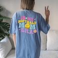 In My Softball Mom Era Retro Groovy Mom Life For Game Day Women's Oversized Comfort T-shirt Back Print Blue Jean