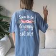 Soon To Be Granny Est 2024 Cute Flower New Mom Baby Reveal Women's Oversized Comfort T-shirt Back Print Blue Jean