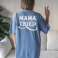 Southern Western Country Outlaw Music Mama Tried Women's Oversized Comfort T-shirt Back Print Blue Jean