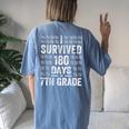 I Survived 180 Days Of 7Th Grade Last Day Of School Teacher Women's Oversized Comfort T-Shirt Back Print Blue Jean
