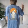 Tarot Of Floral Ghost Halloween Ghost In The Forest Gothic Women's Oversized Comfort T-shirt Back Print Blue Jean