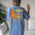 I Teach The Cutest Pumpkins In The Patch Teacher Halloween Women's Oversized Comfort T-shirt Back Print Blue Jean