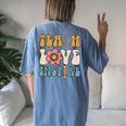 Teach Love Inspire Back To School Cute Teacher Women's Oversized Comfort T-shirt Back Print Blue Jean