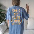 Thanksgiving Shes My Sweet Potato Matching Couple Fall Women's Oversized Comfort T-shirt Back Print Blue Jean