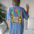 Third Grade Squad Animals Jungle Zoo Safari Women's Oversized Comfort T-shirt Back Print Blue Jean