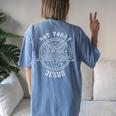 Today Not Jesus Satan Goat Satanic Satanism Women's Oversized Comfort T-shirt Back Print Blue Jean