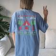 Ugly Christmas Sweater Camping Women's Oversized Comfort T-shirt Back Print Blue Jean