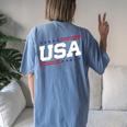 Usa 4Th Of July United States America American Men Women Women's Oversized Graphic Back Print Comfort T-shirt Blue Jean