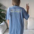 Vintage Teacher Sayings Weird Teachers Build Character Women's Oversized Comfort T-shirt Back Print Blue Jean