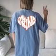 Vintage Retro Be Kind Heart 70S Boho Peace Hippie Women's Oversized Comfort T-Shirt Back Print Blue Jean