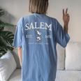 Vintage Salem 1692 They Missed One Witch Crow Bird Halloween Women's Oversized Comfort T-shirt Back Print Blue Jean