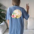 Watercolor Volleyball Boho Floral Volleyball Mom Women's Oversized Comfort T-Shirt Back Print Blue Jean