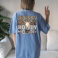 Western Country Leopard Howdy Bull Skull Cowgirl Rodeo Women's Oversized Comfort T-Shirt Back Print Blue Jean