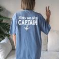 Wife Dibs On The Captain Captain Wife Retro Women's Oversized Comfort T-shirt Back Print Blue Jean