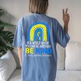 In A World Where You Can Be Anything Be Kind Down Syndrome Women's Oversized Comfort T-Shirt Back Print Blue Jean