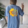 In A World Full Of Grandmas Be A Bebe Sunflower Leopard Women's Oversized Comfort T-Shirt Back Print Blue Jean