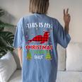 Xmas Tree With Light Seal Ugly Christmas Sweater Women's Oversized Comfort T-shirt Back Print Blue Jean