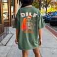 Dilf Dude I Love Fall Skeleton Pumpkin Halloween Customs Women's Oversized Comfort T-shirt Back Print Crimson