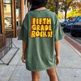 Fifth Grade Rocks 5Th Grade Teachers Student Back To School Women's Oversized Comfort T-shirt Back Print Crimson