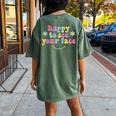 Teacher First Day Of School Happy To See Your Face Women's Oversized Comfort T-shirt Back Print Crimson