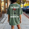 My Husband Thinks I'm Crazy But I'm Not Black Cat Coffee Women's Oversized Comfort T-shirt Back Print Crimson