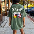 Prost Beer German American Flag Oktoberfest Women's Oversized Comfort T-shirt Back Print Crimson