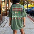 Quilting Ugly Christmas Sweater Happy Holidays Women's Oversized Comfort T-shirt Back Print Crimson