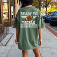 Ready To Tackle Fourth Grade Football First Day Of School Women's Oversized Comfort T-shirt Back Print Crimson