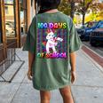 100 Days Of School 100 Days Smarter Unicorn Girls Teacher Women's Oversized Comfort T-Shirt Back Print Moss