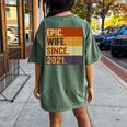 2Nd Wedding Anniversary For Her Epic Wife Since 2021 Women's Oversized Comfort T-shirt Back Print Moss