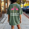 30 Years Of Flamingle Flamingo Couple Matching Anniversary Women's Oversized Comfort T-Shirt Back Print Moss