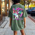7 Years Old Dabbing Unicorn 7Th Birthday Girl Party Women's Oversized Comfort T-shirt Back Print Moss