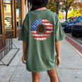 American Flag Sunflower Graphic 4Th Of July Independence Day Women's Oversized Comfort T-Shirt Back Print Moss