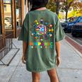 Around Globe Hispanic Flags Heritage Month Boys Girls Women's Oversized Comfort T-shirt Back Print Moss