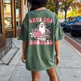 Boobees Breast Cancer Boho Groovy Ghost Save The Boo Bees Women's Oversized Comfort T-shirt Back Print Moss