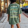 Class Of 2030 Gaming 6Th Grade Level Unlocked Back To School Women's Oversized Comfort T-shirt Back Print Moss