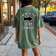 Couples Halloween Costume Im With The Sexy Cowgirl Women's Oversized Comfort T-Shirt Back Print Moss