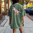 Cute Mamasaurus With Floral Dinosaur Women's Oversized Comfort T-Shirt Back Print Moss