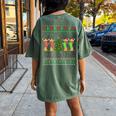 Dachshund Dog Christmas Ugly Sweater Dachshund Xmas Women's Oversized Comfort T-shirt Back Print Moss