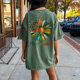 Daisy Peace Sign Hippie Soul Hippie Flower Lovers Women's Oversized Comfort T-Shirt Back Print Moss