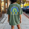 Down Syndrome Blue Yellow Rainbow Down Syndrome Awareness Women's Oversized Comfort T-Shirt Back Print Moss
