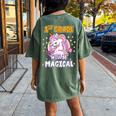 First Grade Will Be Magical Cute Unicorn Rock 1St Grade Girl Women's Oversized Comfort T-shirt Back Print Moss